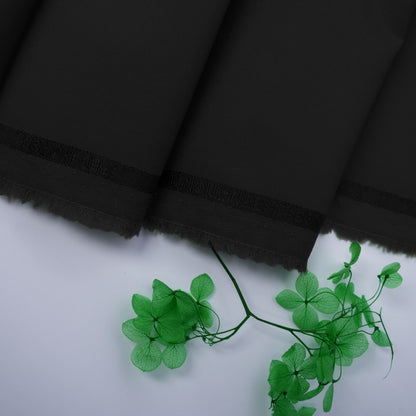 Wash & Wear Black Unstitched Fabric for Men 