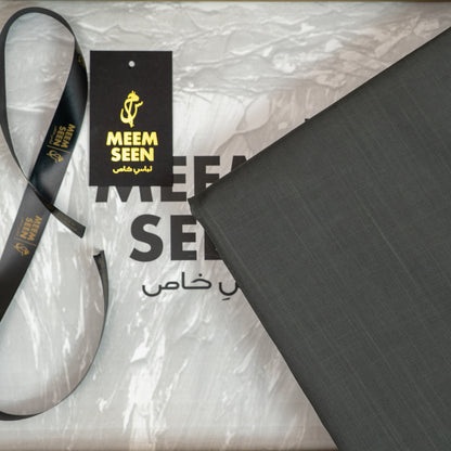 Charcoal Tiger Cotton Slub | Self-Design Silver Finish (54” Width) 