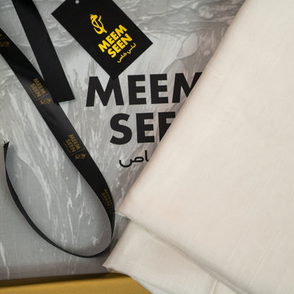 Cream Color Tiger Cotton Slub | Self-Design Silver Finish (54” Width) 