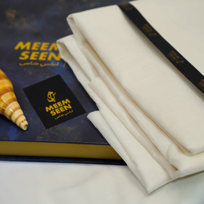 Tiger Cotton Slub | Cream Color Self-Design Silver Finish (54” Width) 