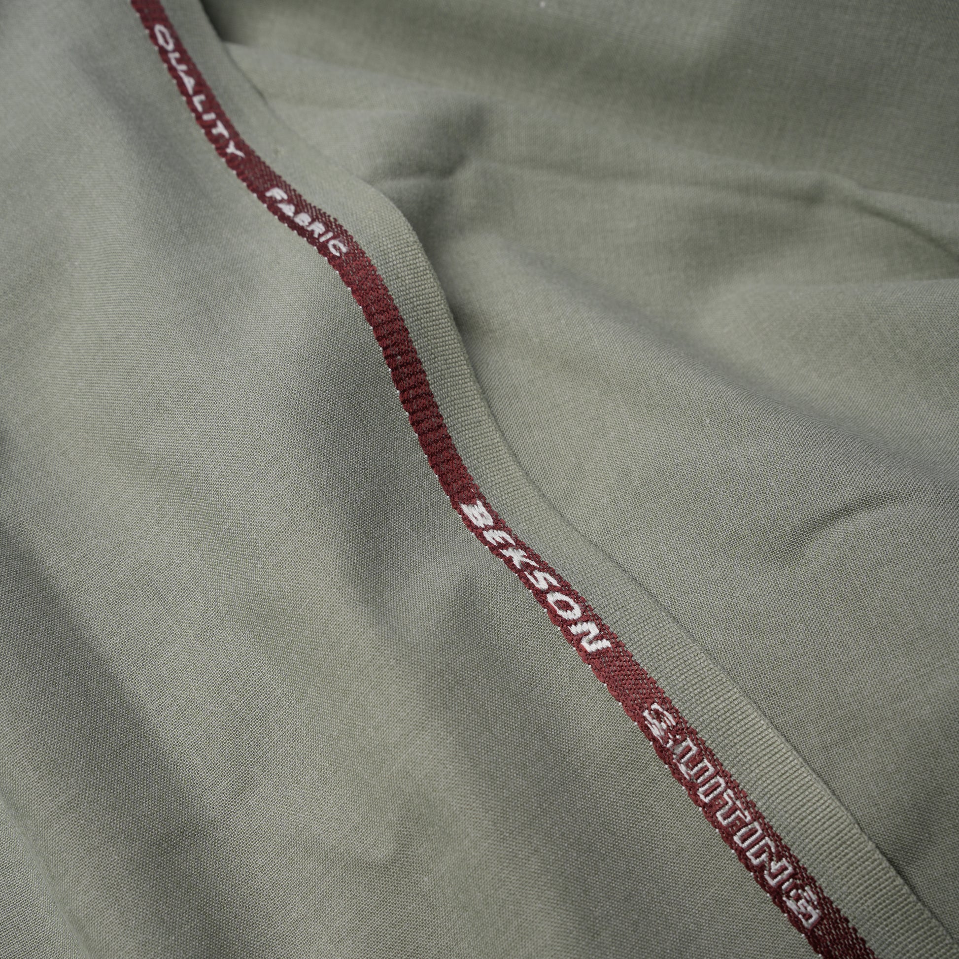 DUSTY GREEN Bekson Wash & Wear, Wrinkle Resistant, Self Design Soft Finish 