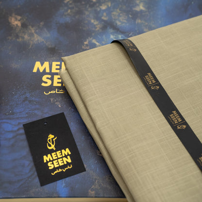 Tiger Cotton Slub | Khaki Self-Design Silver Finish (54” Width) 