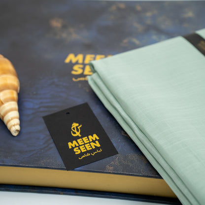 Tiger Cotton Slub | Pastel Green Self-Design Silver Finish (54” Width) 