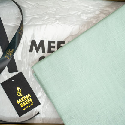 Pastel Green Tiger Cotton Slub | Self-Design Silver Finish (54” Width) 