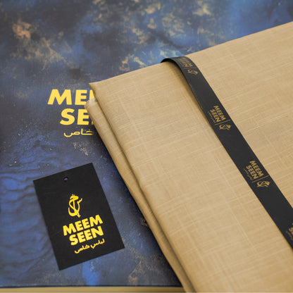 Tiger Cotton Slub | Warm Sand  Self-Design Silver Finish (54” Width) 